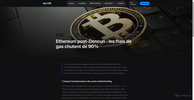 Security scan screenshot of https://upshiftinfo.com/articles/ethereum-dencun.html