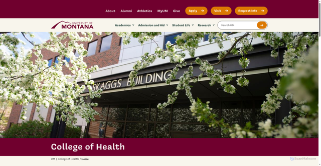Security scan screenshot of https://www.health.umt.edu