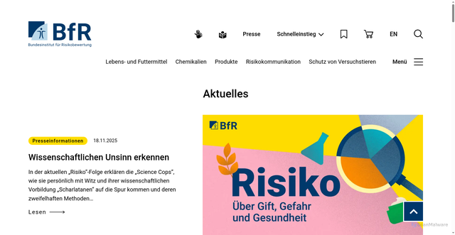 Security scan screenshot of https://www.bfr.bund.de/