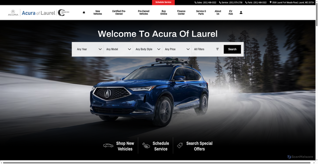 Security scan screenshot of https://www.acuraoflaurel.com/