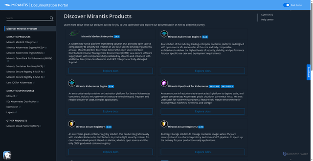 Security scan screenshot of https://docs.mirantis.com
