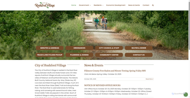 Security scan screenshot of https://www.rushfordvillagemn.gov/
