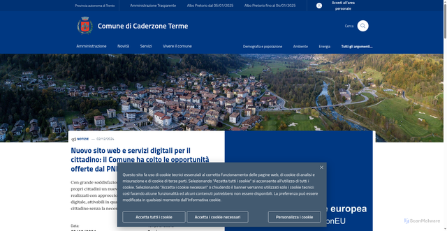 Security scan screenshot of https://www.comune.caderzoneterme.tn.it/
