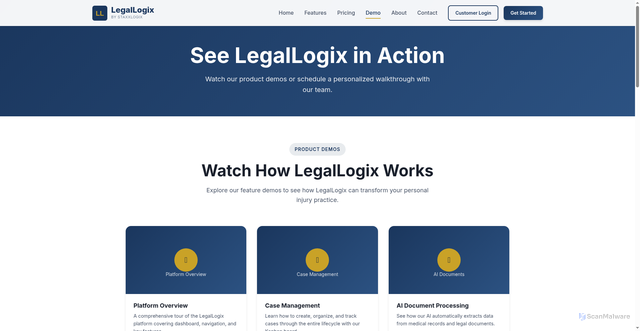 Security scan screenshot of https://legallogix.app/demo.html