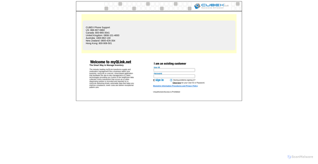Security scan screenshot of https://www.mycubex.net