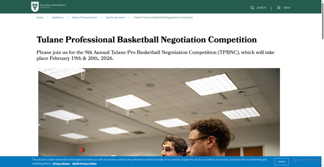 Security scan screenshot of https://law.tulane.edu/tulane-professional-basketball-negotiation-competition