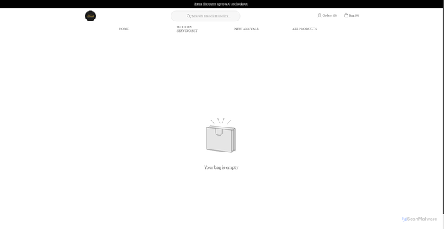 Security scan screenshot of https://haadihandicrafts.com/bag