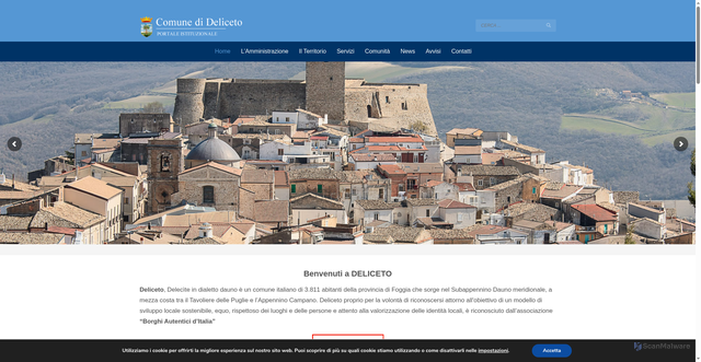 Security scan screenshot of https://comune.deliceto.fg.it/