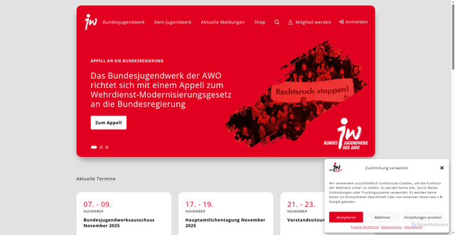 Security scan screenshot of https://www.bundesjugendwerk.de/