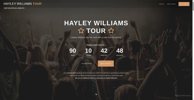 Security scan screenshot of https://www.hayleywilliamstour.com/