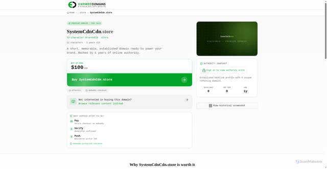 Security scan screenshot of expireddomains.com