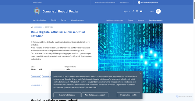 Security scan screenshot of https://www.comune.ruvodipuglia.ba.it/