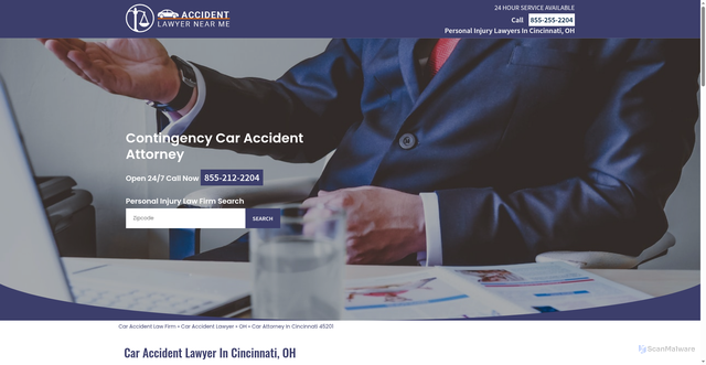Security scan screenshot of https://www.coverks.org/car-crash-lawyer/Cincinnati/local-law-firms.html