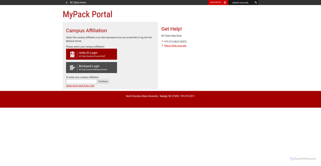 Security scan screenshot of https://portalsp.acs.ncsu.edu