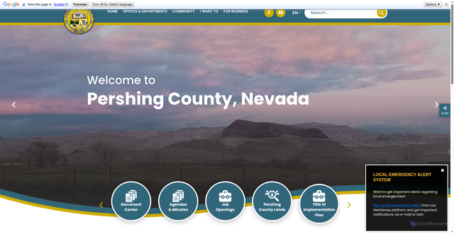 Security scan screenshot of https://pershingcountynv.gov/