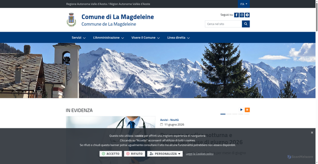 Security scan screenshot of https://www.comune.la-magdeleine.ao.it
