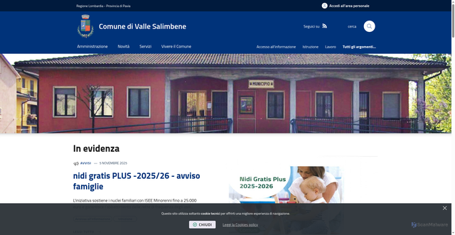 Security scan screenshot of https://www.comune.vallesalimbene.pv.it/it-it/home