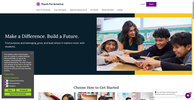 Security scan screenshot of https://www.teachforamerica.org/