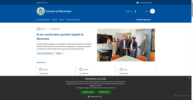 Security scan screenshot of https://www.comune.marsciano.pg.it/