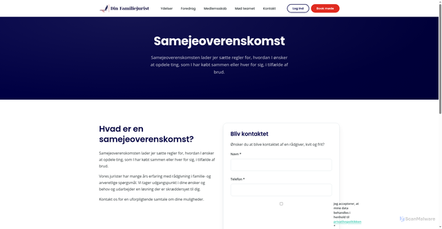 Security scan screenshot of https://dinfamiliejurist-dk.pages.dev/samejeoverenskomst.html