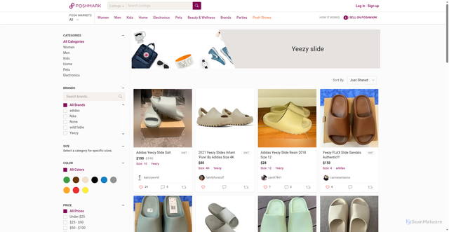 Security scan screenshot of https://poshmark.com/style-tag/Yeezy%20slide?srsltid=AfmBOopE-GuluoMsnmKLSHMNdtQCp1ax8qXiBx3XZxqj4iKp_82lZHh2