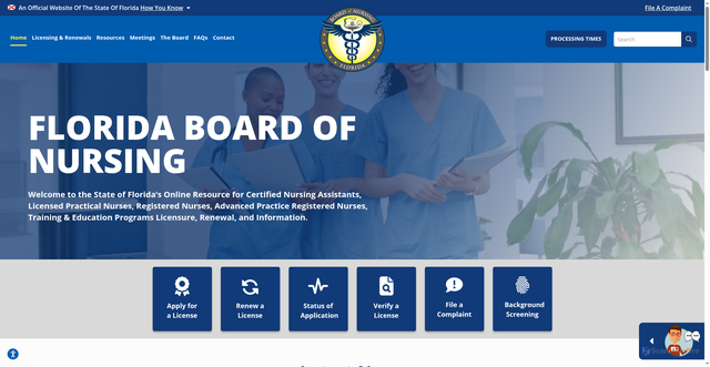 Security scan screenshot of https://floridasnursing.gov/