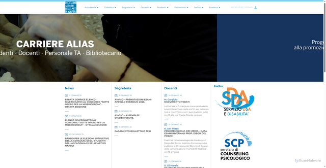 Security scan screenshot of https://www.accademiadinapoli.it/