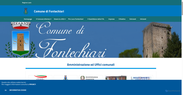 Security scan screenshot of https://www.comune.fontechiari.fr.it/hh/index.php