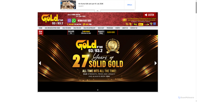 Security scan screenshot of https://goldfm.lk