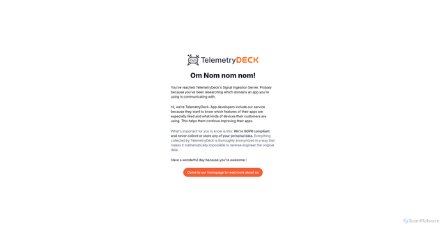 Security scan screenshot of https://nom.telemetrydeck.com