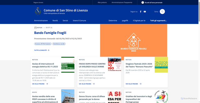 Security scan screenshot of https://www.comune.sanstinodilivenza.ve.it/