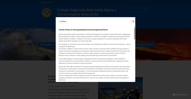 Security scan screenshot of https://www.guidealpinevulcanologichesicilia.it/