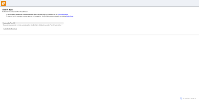 Security scan screenshot of https://click.emails.bonnierpublications.com/unsub_center.aspx?qs=ACN7ImQiOjUwMjgsInQiOjE2MDcsInAiOiJVQyIsInMiOjUwfQAyAAAAAAIulWeQelY7mkbKV9OdgDIlQ9RQcK9nww6EuQ_XkJ8LVyL3FBcPKmiZ7_ILqcaXcyL2LP_K_Ty-mvrXXX-pxzxOSWl7ni4kqw