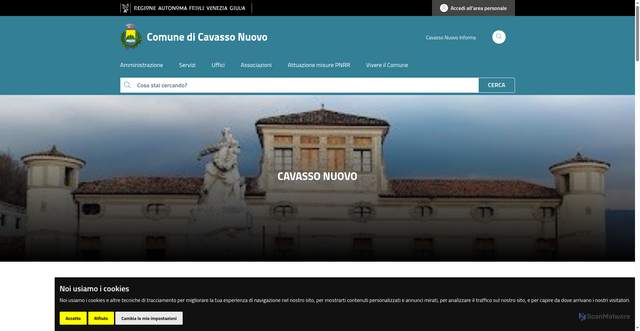 Security scan screenshot of https://www.comune.cavassonuovo.pn.it/