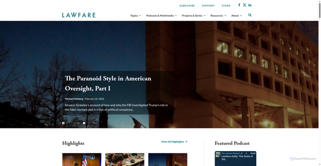 Security scan screenshot of https://lawfaremedia.org