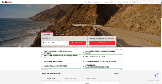 Security scan screenshot of https://cartrade.com