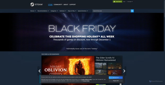 Security scan screenshot of https://store.steampowered.com/