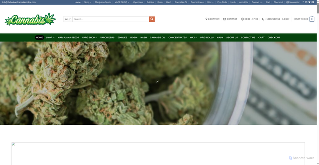Security scan screenshot of https://thchashandcannabisonline.com/