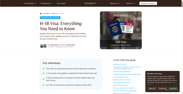 Security scan screenshot of https://manifestlaw.com/immigration/resources/h1b-visa