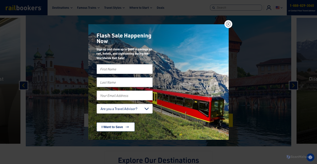 Security scan screenshot of https://railbookers.com