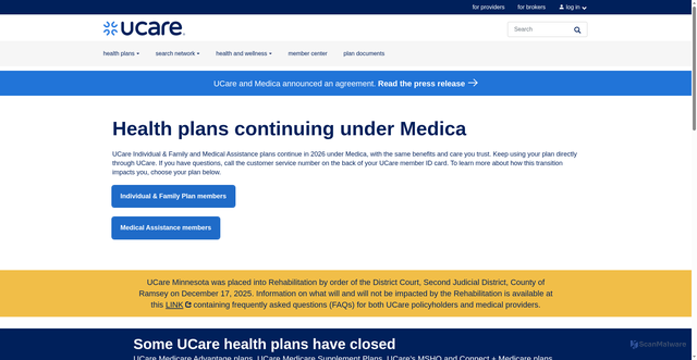 Security scan screenshot of https://www.ucare.org