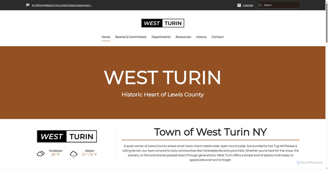 Security scan screenshot of https://townofwestturin.gov/