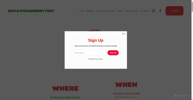 Security scan screenshot of https://www.soflostrawberryfestival.com/