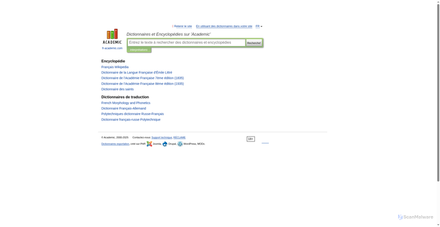 Security scan screenshot of https://fr.academic.ru