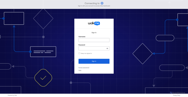 Security scan screenshot of https://walkme.okta.com
