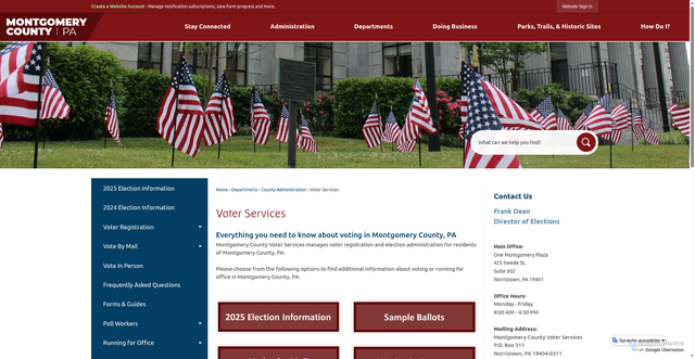 Security scan screenshot of https://www.montgomerycountypa.gov/753/Voter-Services