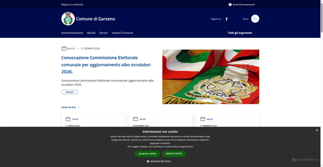 Security scan screenshot of https://www.comune.garzeno.co.it