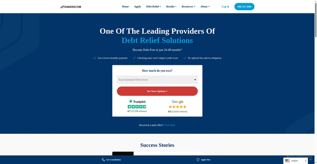 Security scan screenshot of https://americor.com