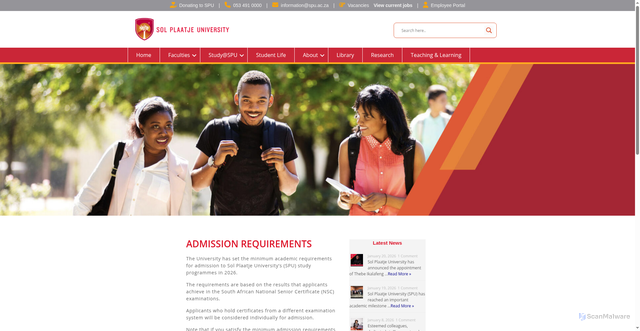 Security scan screenshot of https://solplaatjeuni.com/index.php/admission-requirements-2/