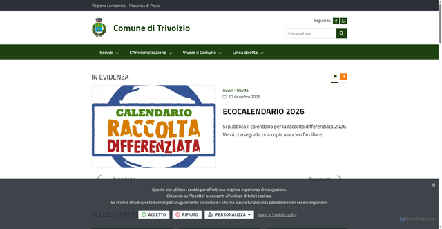 Security scan screenshot of https://www.comune.trivolzio.pv.it/it-it/home